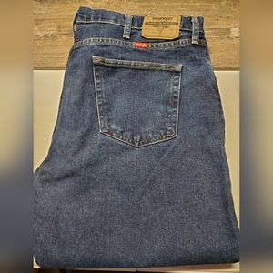Men's WRANGLER Regular Fit Size 40 x 24.5 Cotton Denim Straight Leg Blue Jeans